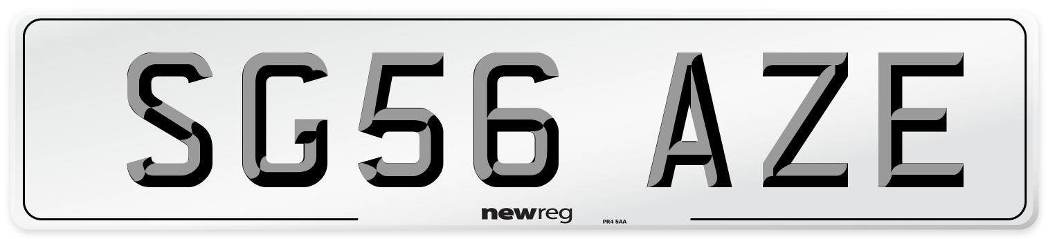 SG56 AZE Number Plate from New Reg